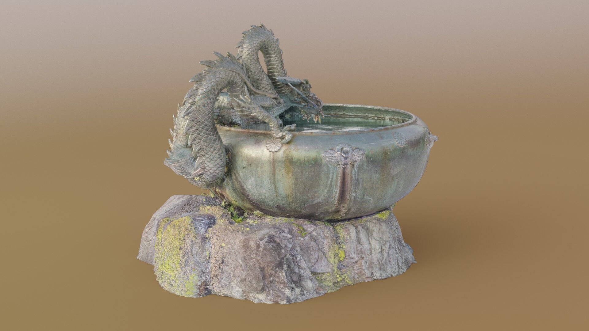 Japanese Dragon Fountain Low-poly 3D model_3