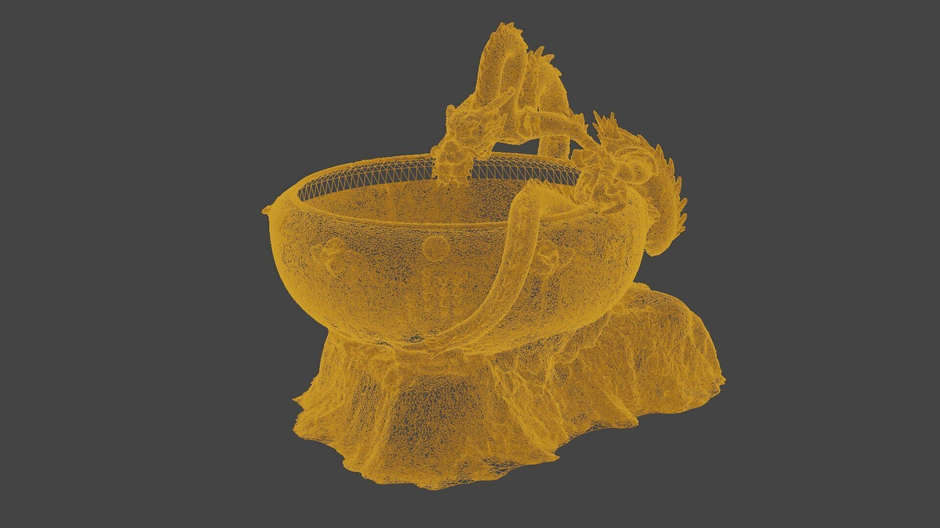 Japanese Dragon Fountain Low-poly 3D model_14