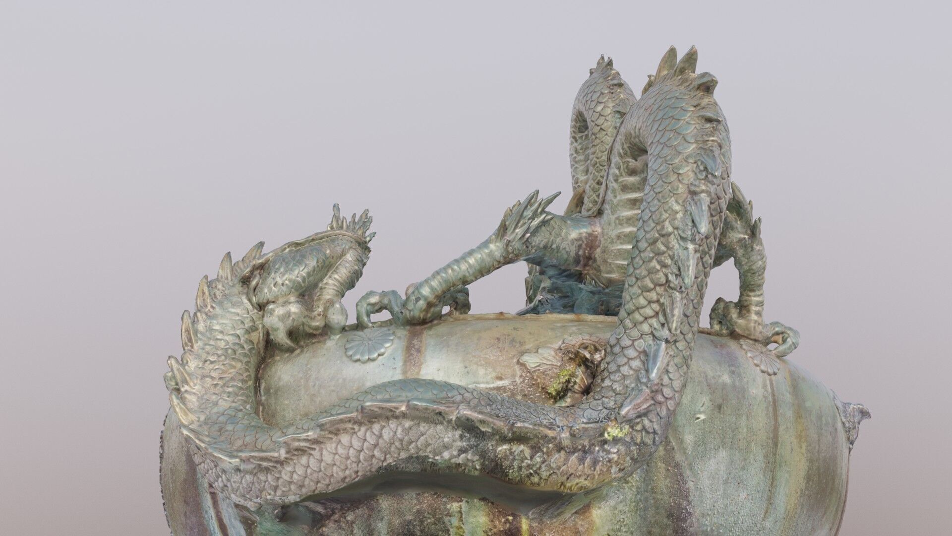 Japanese Dragon Fountain Low-poly 3D model_8