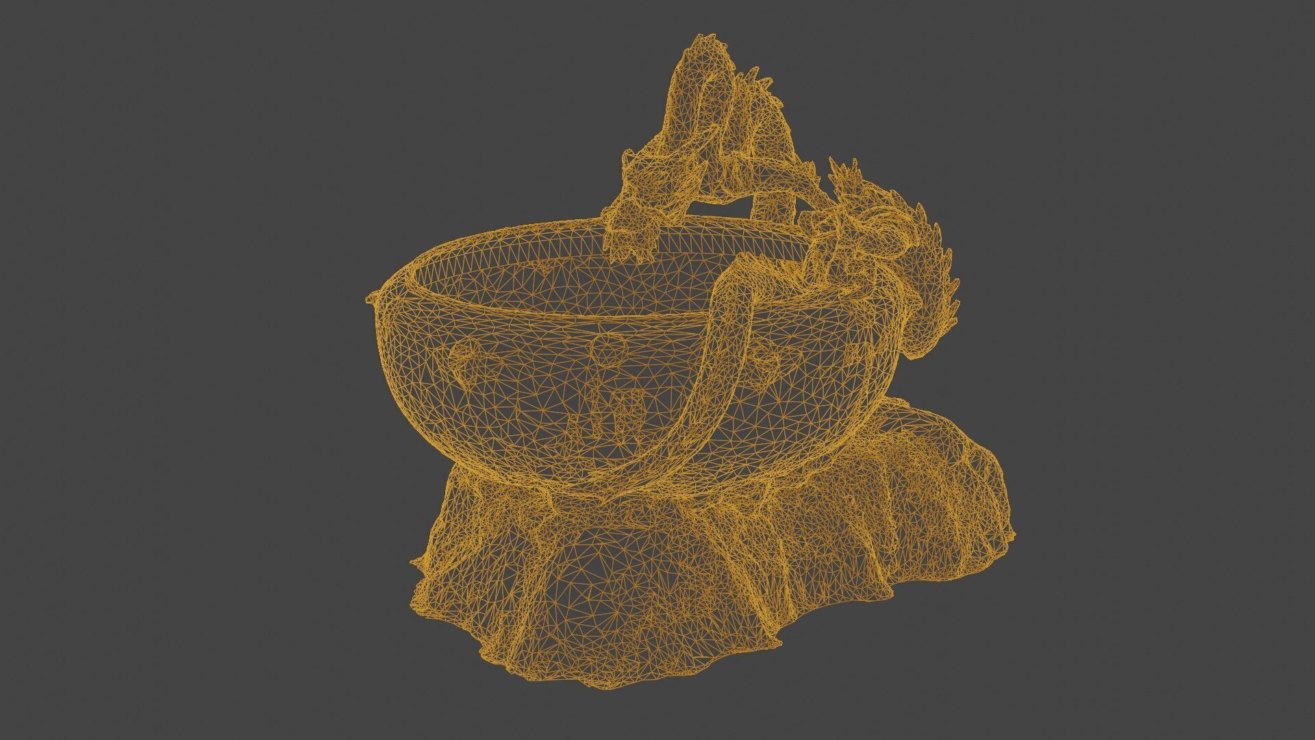 Japanese Dragon Fountain Low-poly 3D model_16