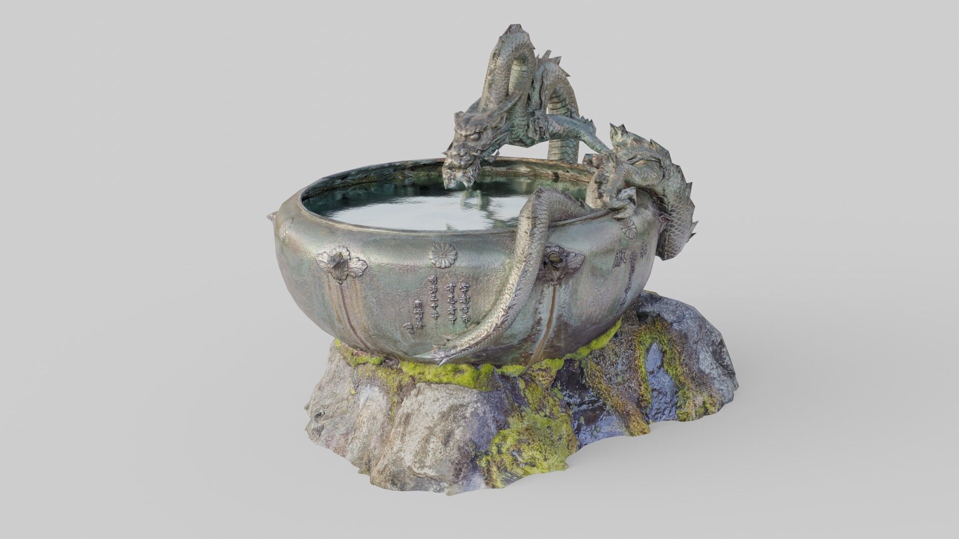 Japanese Dragon Fountain Low-poly 3D model_19
