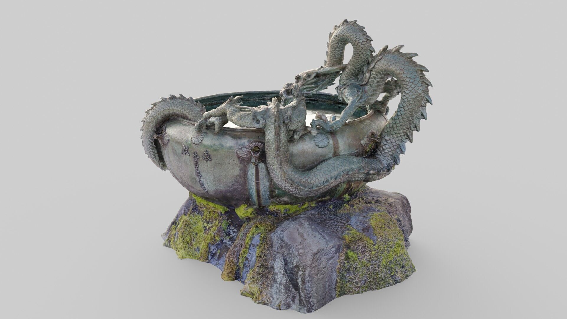 Japanese Dragon Fountain Low-poly 3D model_23