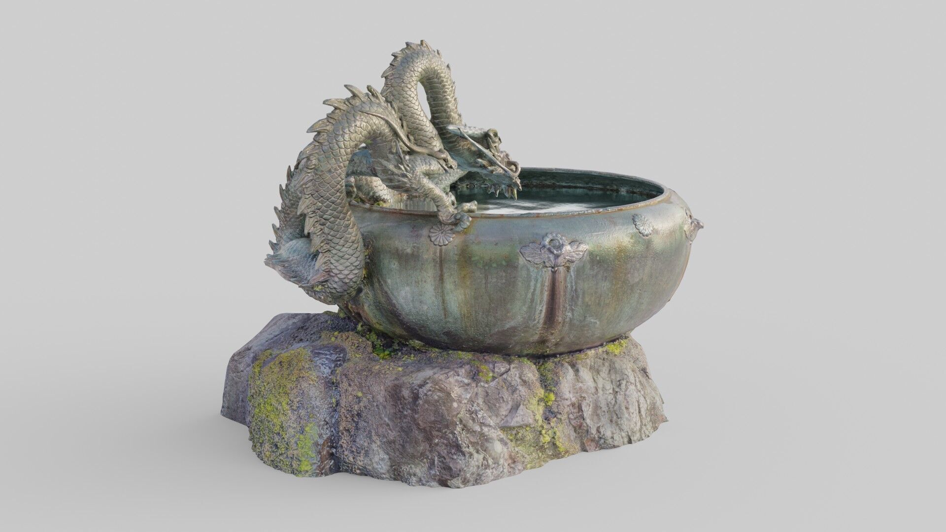 Japanese Dragon Fountain Low-poly 3D model_29