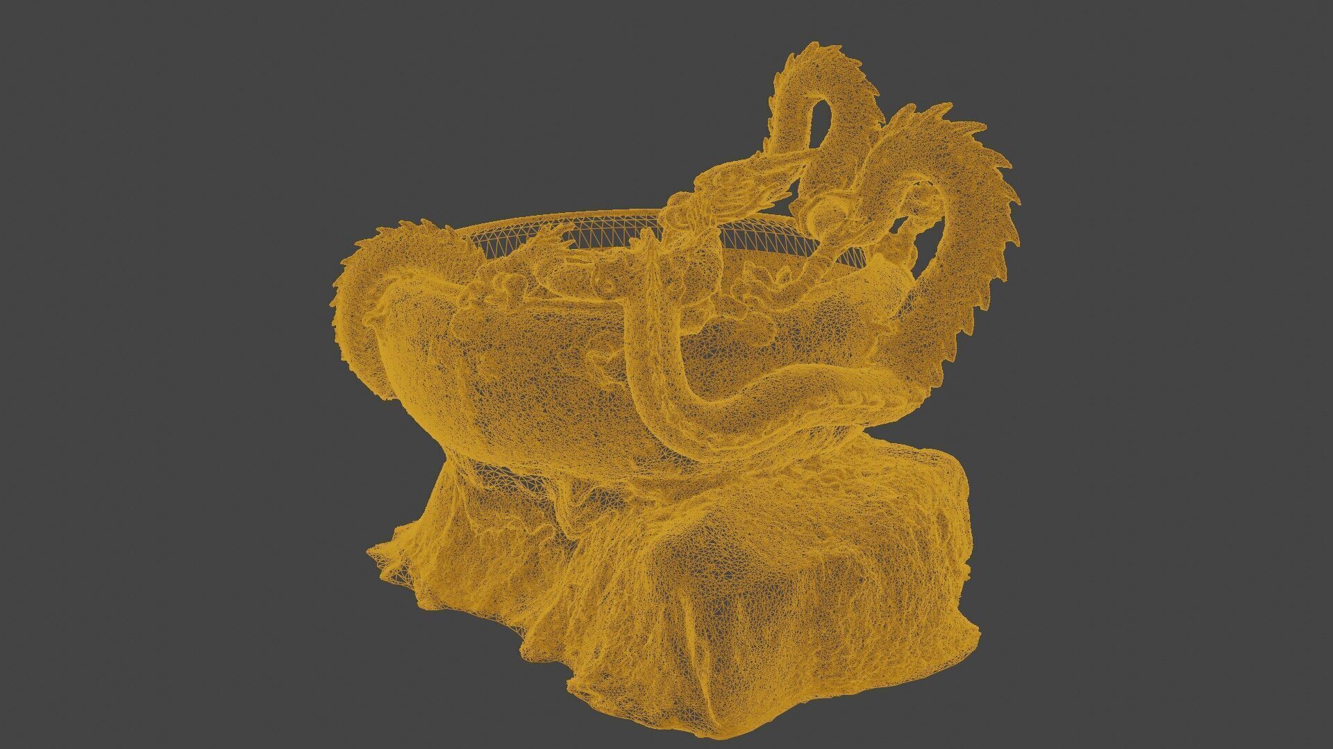 Japanese Dragon Fountain Low-poly 3D model_20