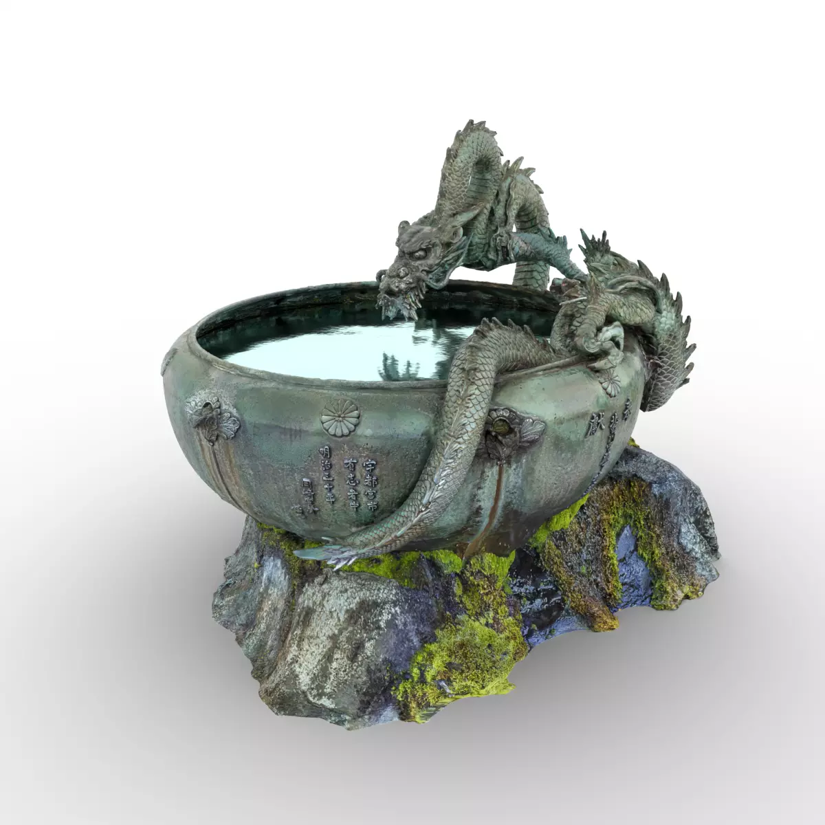 Japanese Dragon Fountain Low-poly 3D model_0