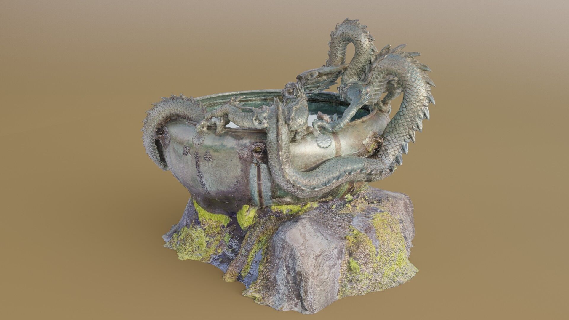 Japanese Dragon Fountain Low-poly 3D model_2
