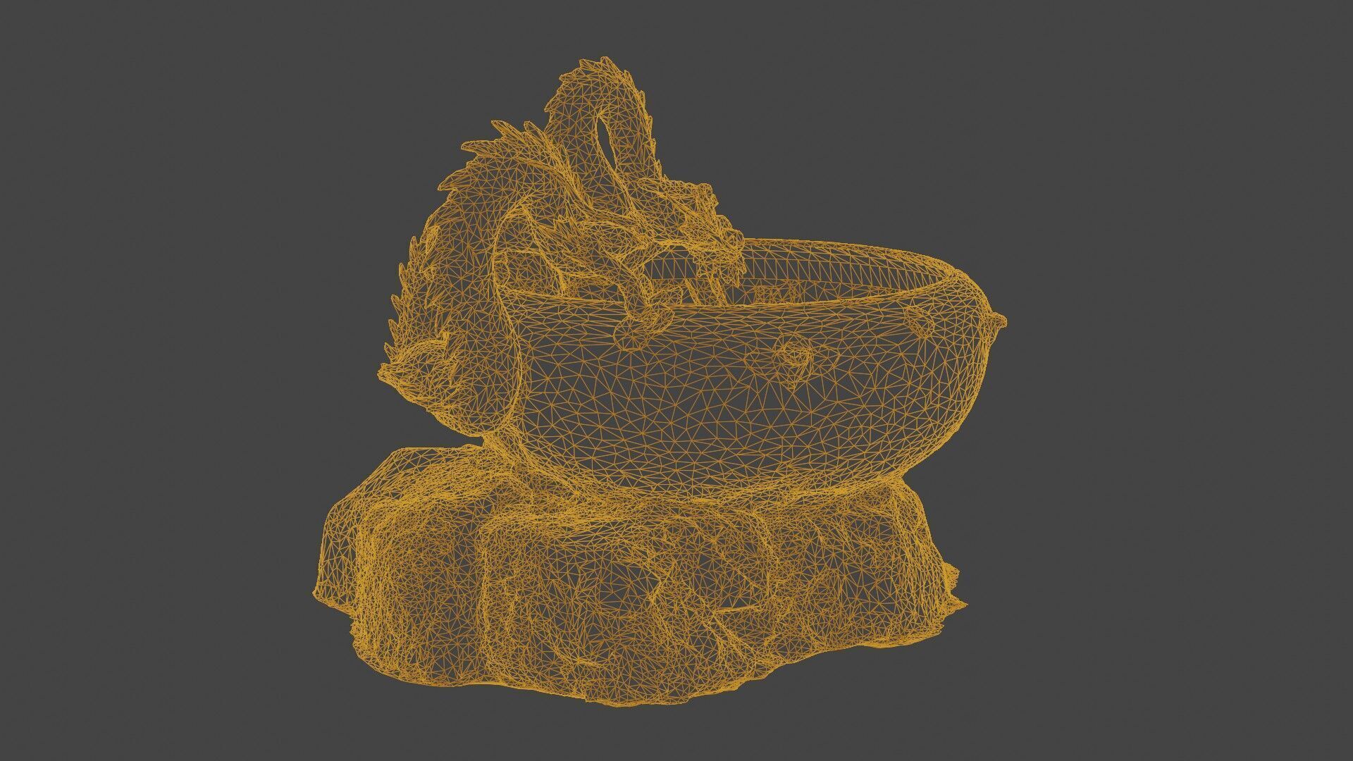 Japanese Dragon Fountain Low-poly 3D model_28