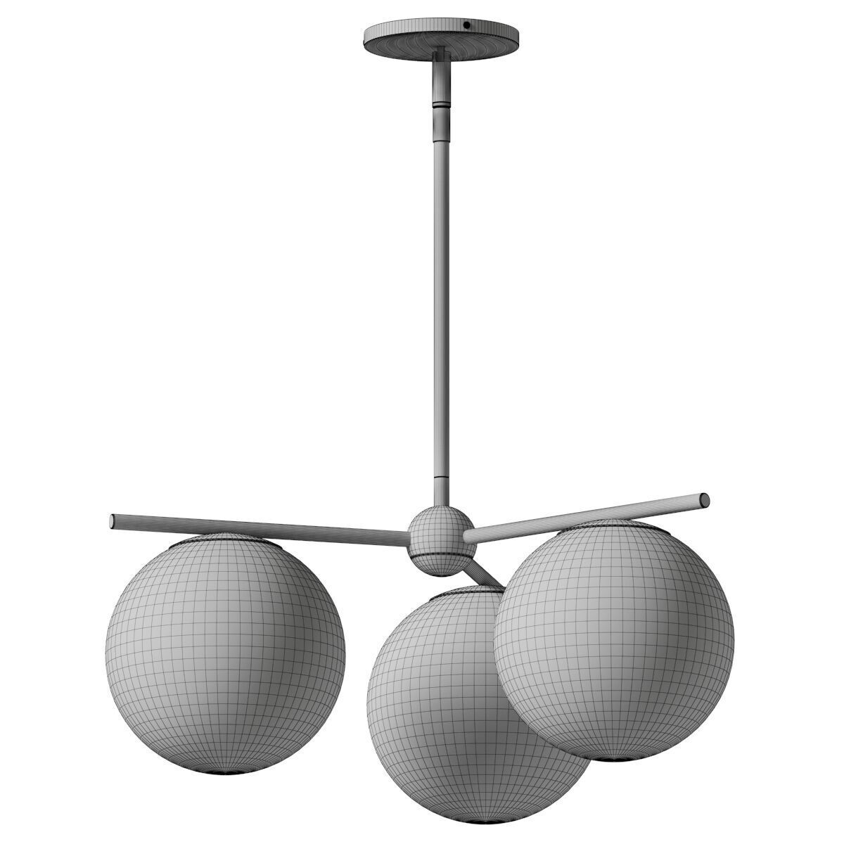 Sphere and Stem 3 Light Chandelier - West Elm 3D model_1