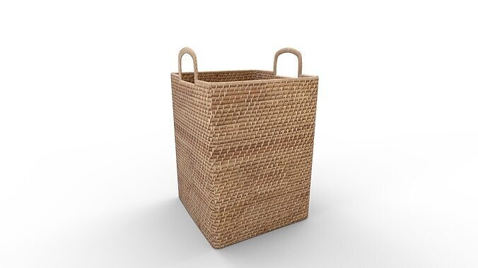 Modern Weave Tall Handle Basket 3D model 3