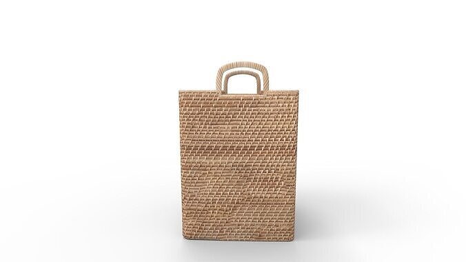 Modern Weave Tall Handle Basket 3D model 4
