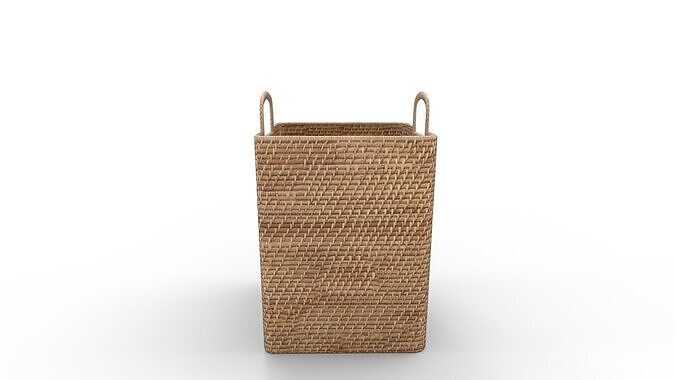 Modern Weave Tall Handle Basket 3D model 2