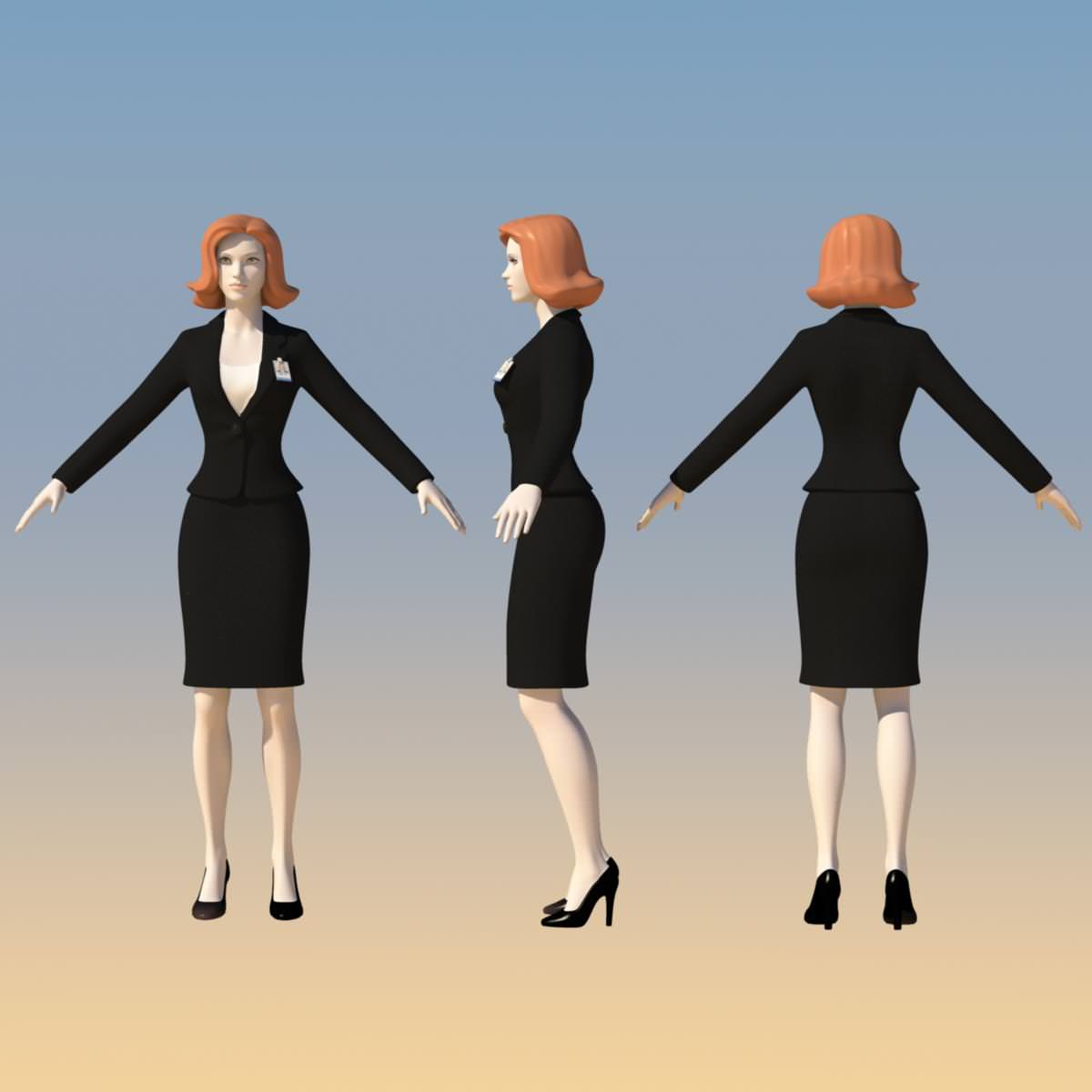 Young Woman with Morphs 3D model_7