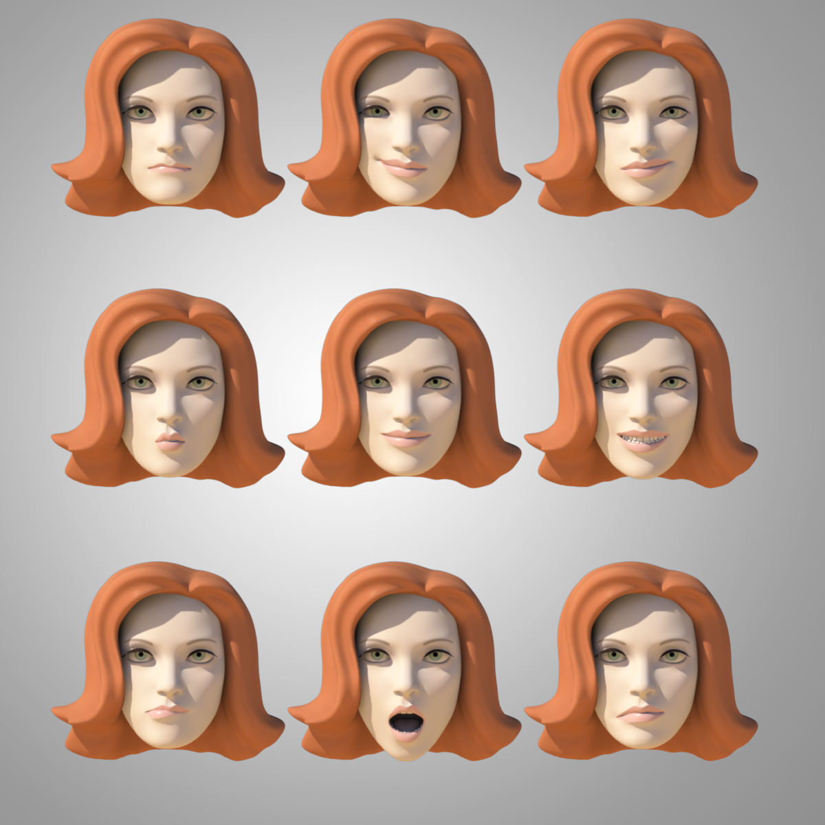 Young Woman with Morphs 3D model_23