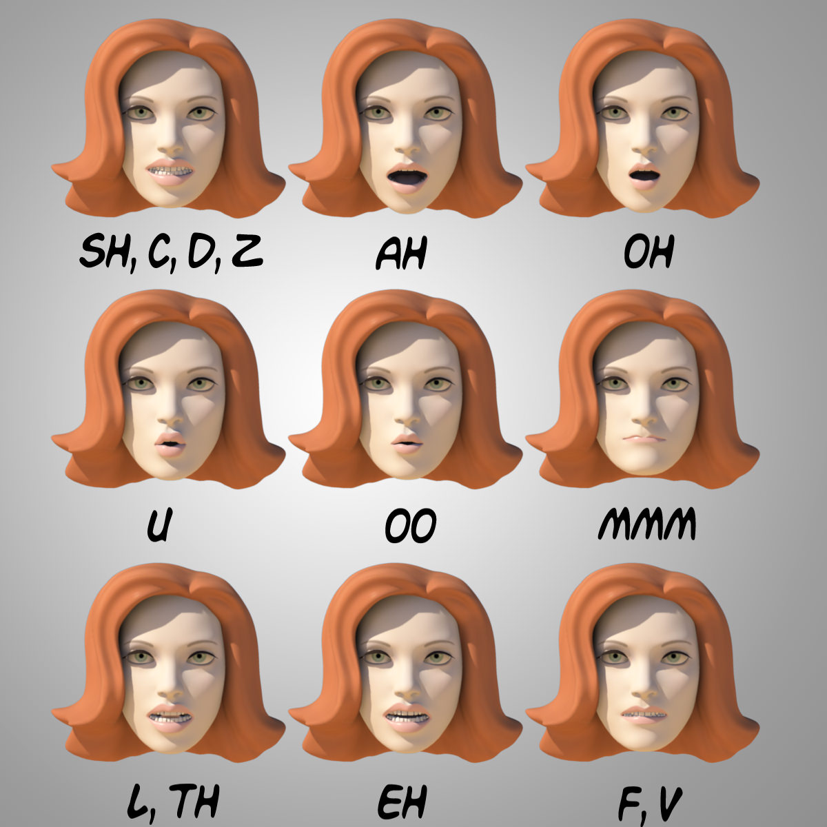 Young Woman with Morphs 3D model_21