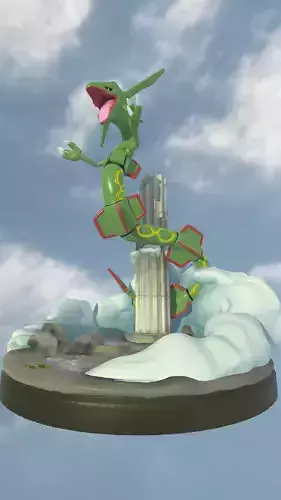 Rayquaza Diorama 3D Printable - Pokemon Sculpture