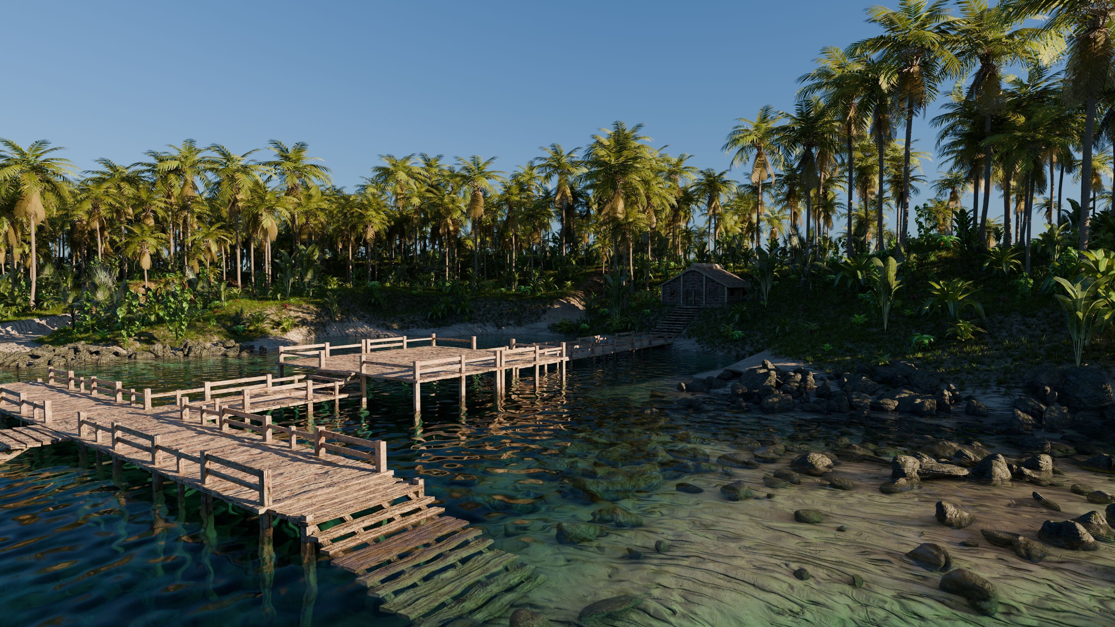 Island Cabin Scene 3D model_1