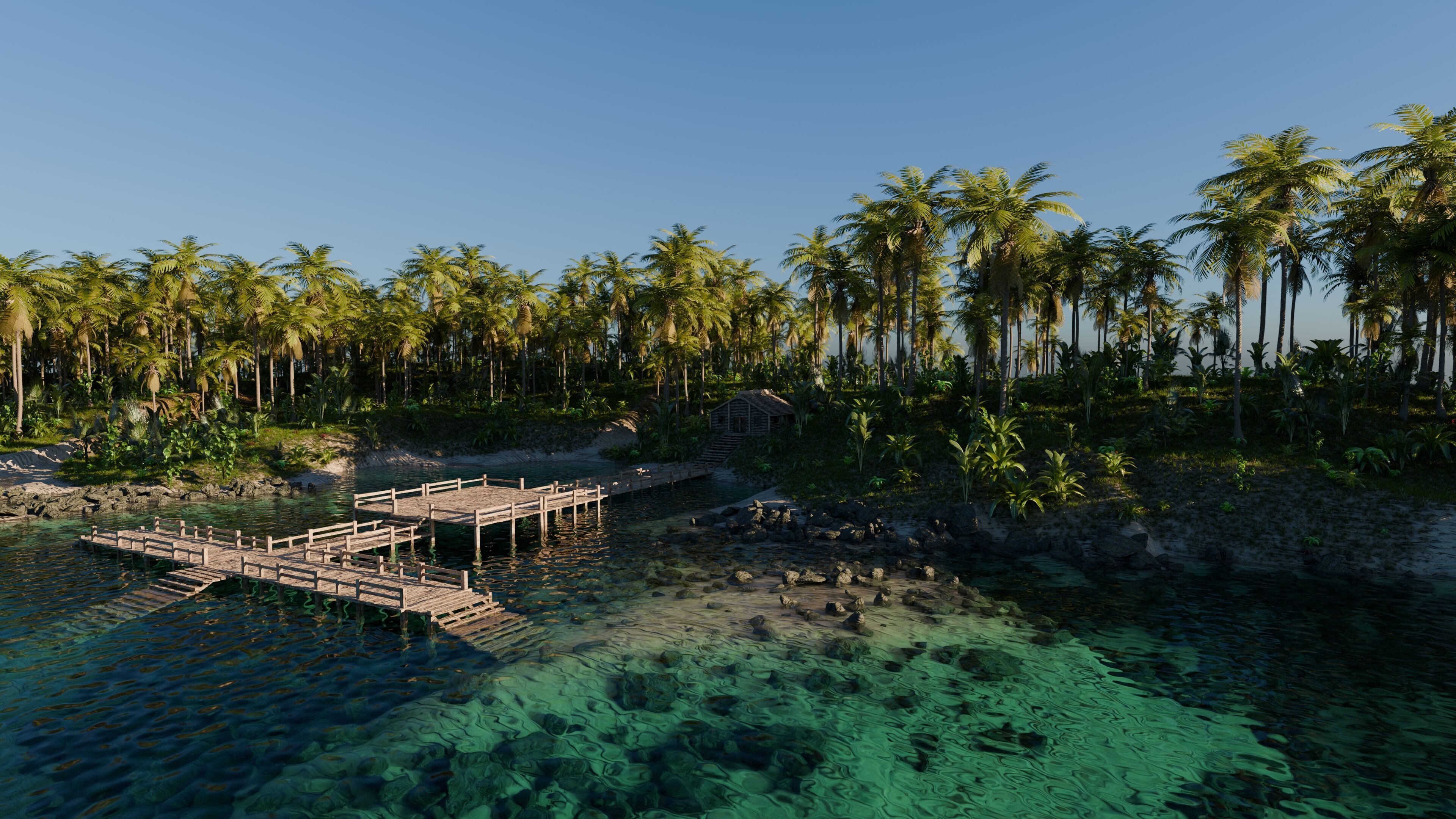 Island Cabin Scene 3D model_0