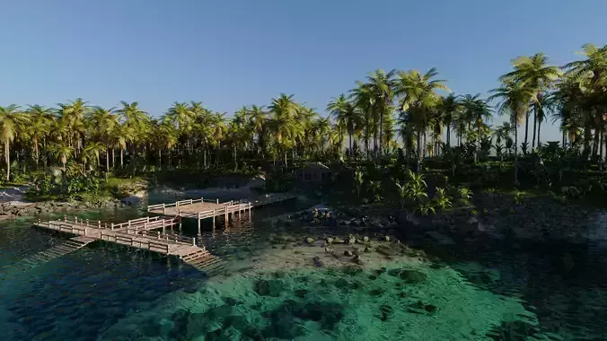 Island Cabin Scene 3D model Island Cabin Scene 3D model