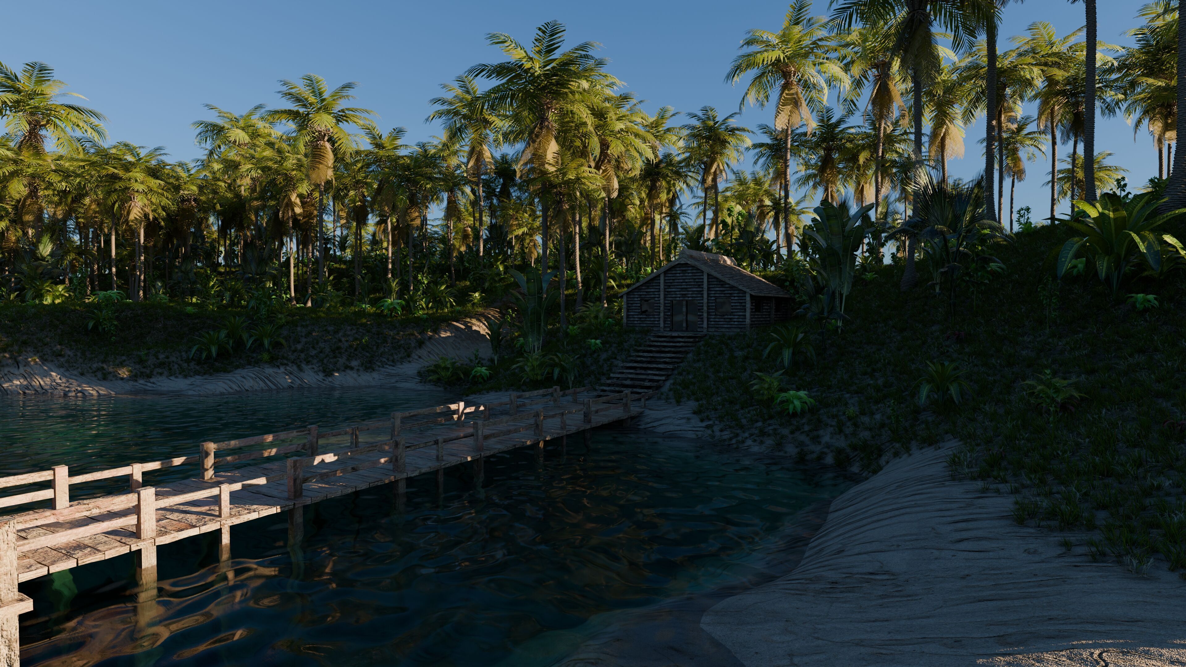 Island Cabin Scene 3D model_2