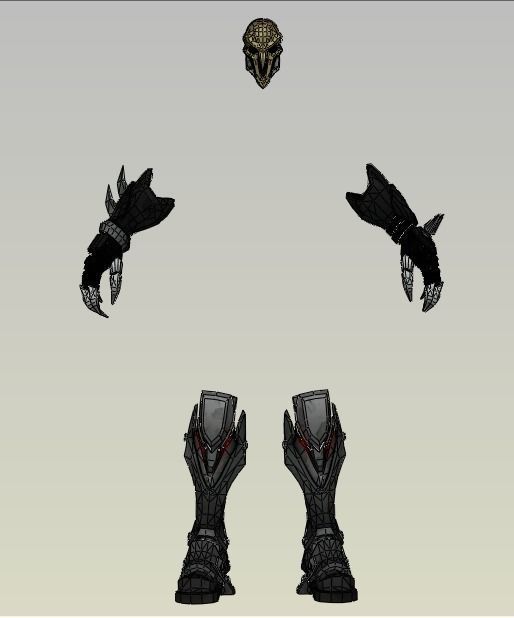 Pepakura pair of boots and gloves for video game Free low-poly 3D model_0