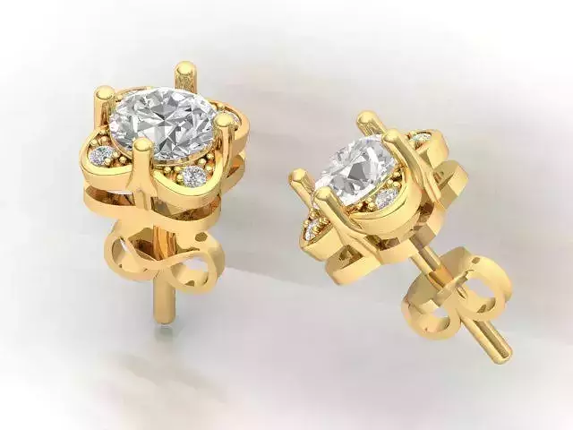 Solitaire Gold Stud And Earrings 