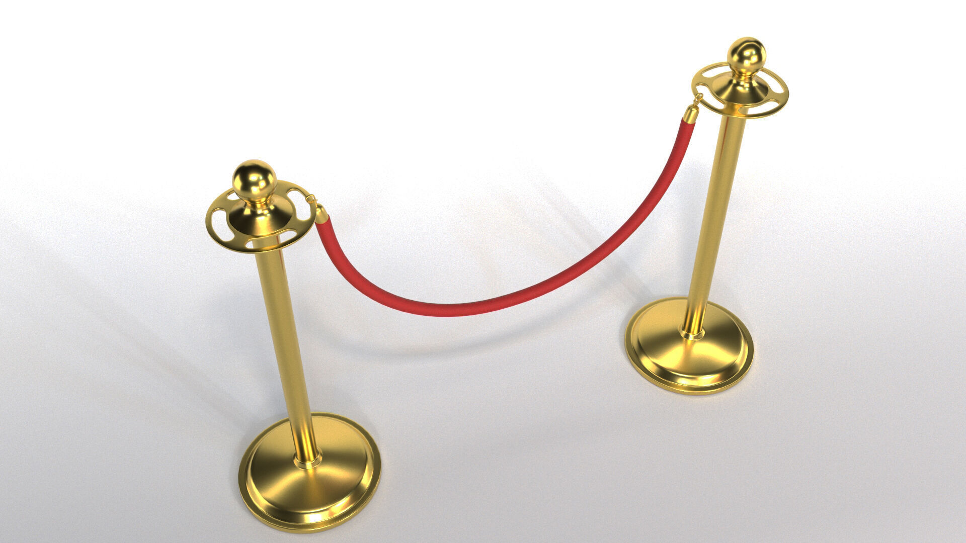 Red Rope Stanchion 3D model_2