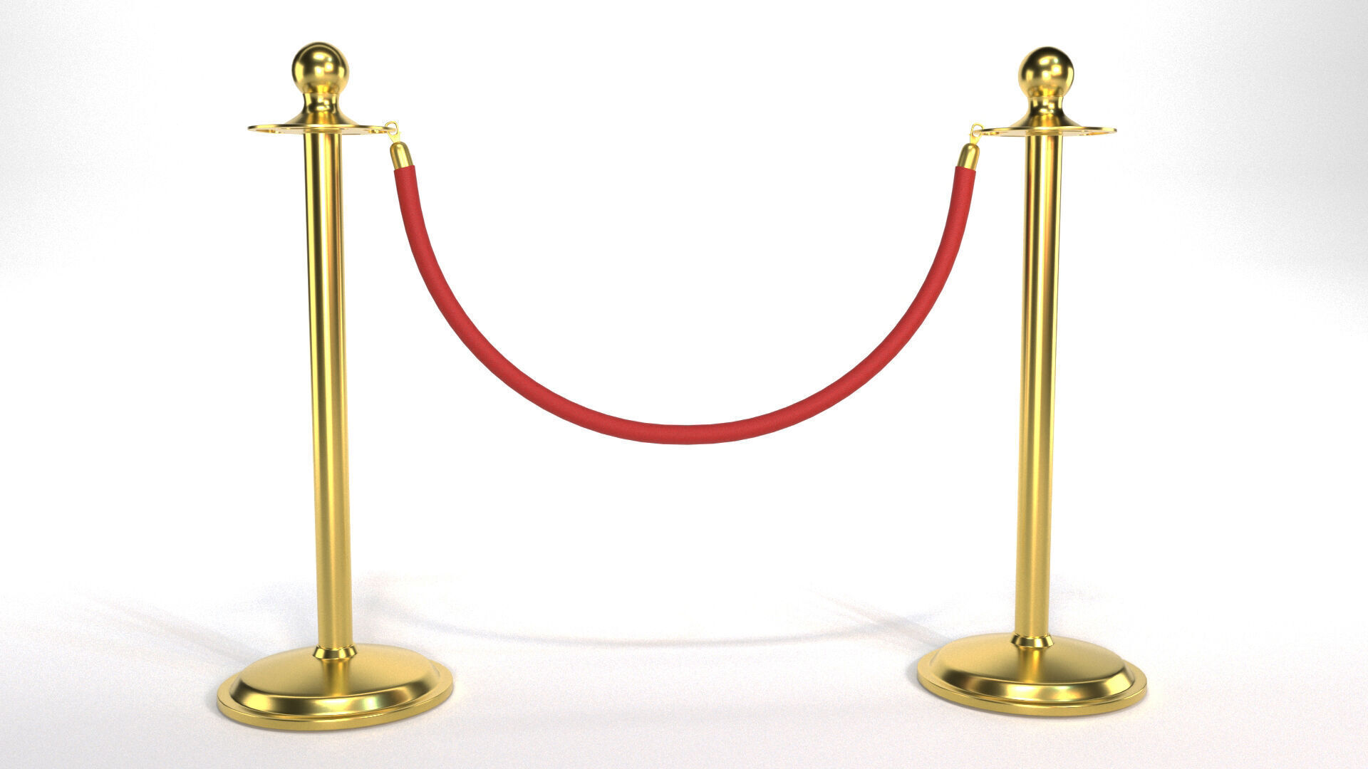Red Rope Stanchion 3D model_1
