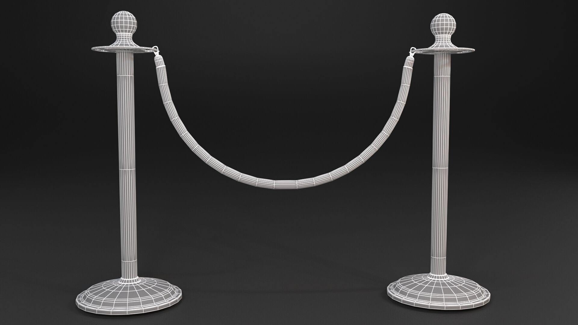 Red Rope Stanchion 3D model_5