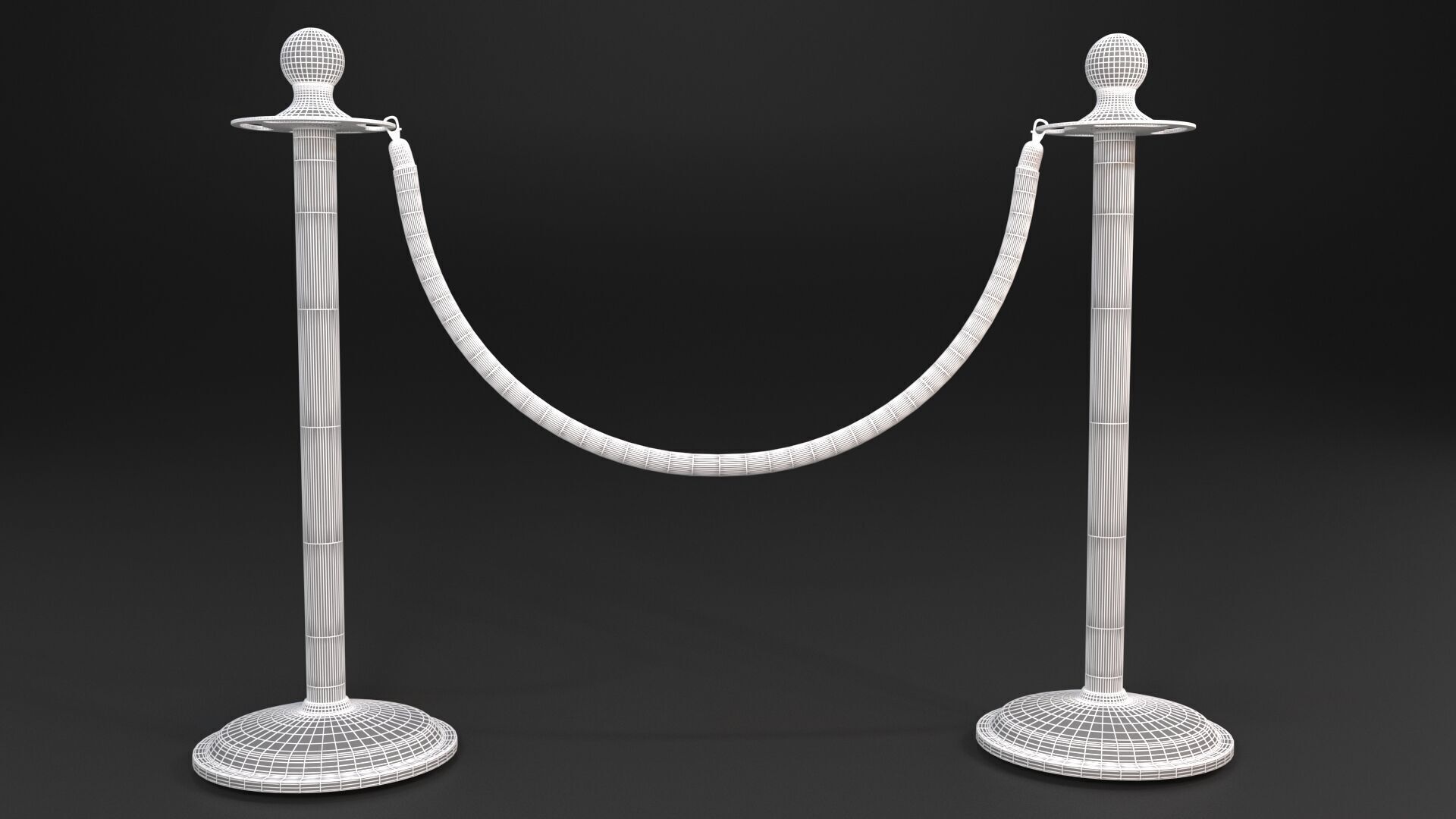 Red Rope Stanchion 3D model_6