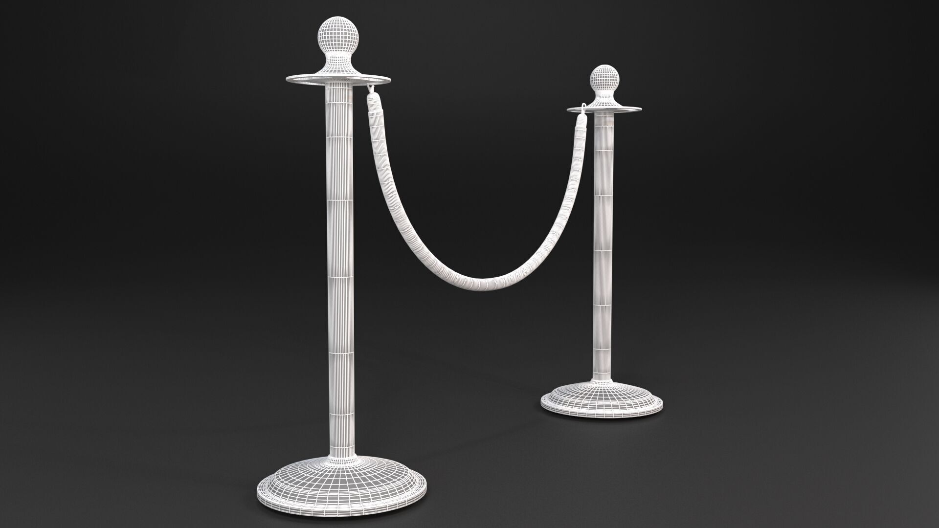 Red Rope Stanchion 3D model_8