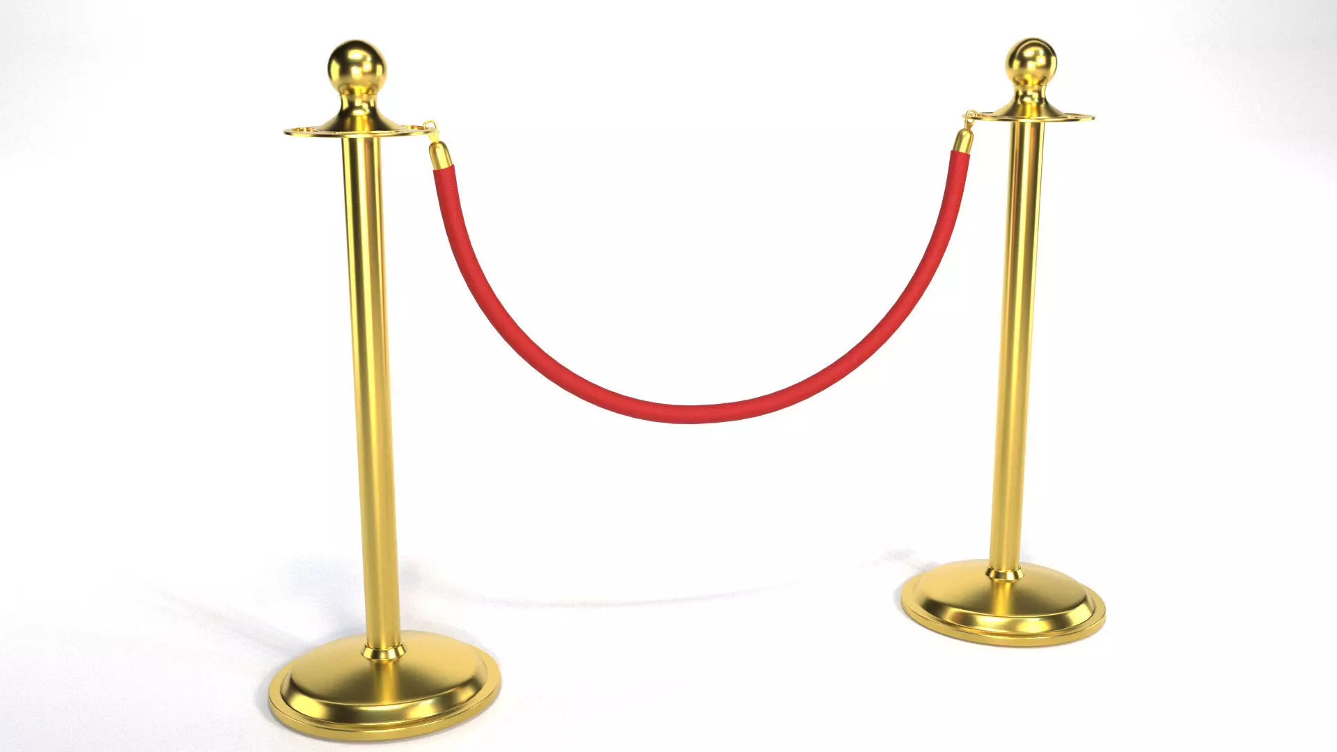 Red Rope Stanchion 3D model_0