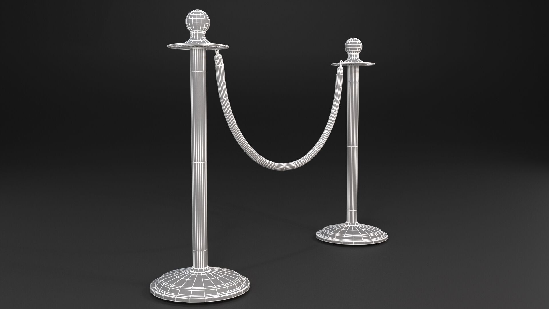 Red Rope Stanchion 3D model_7