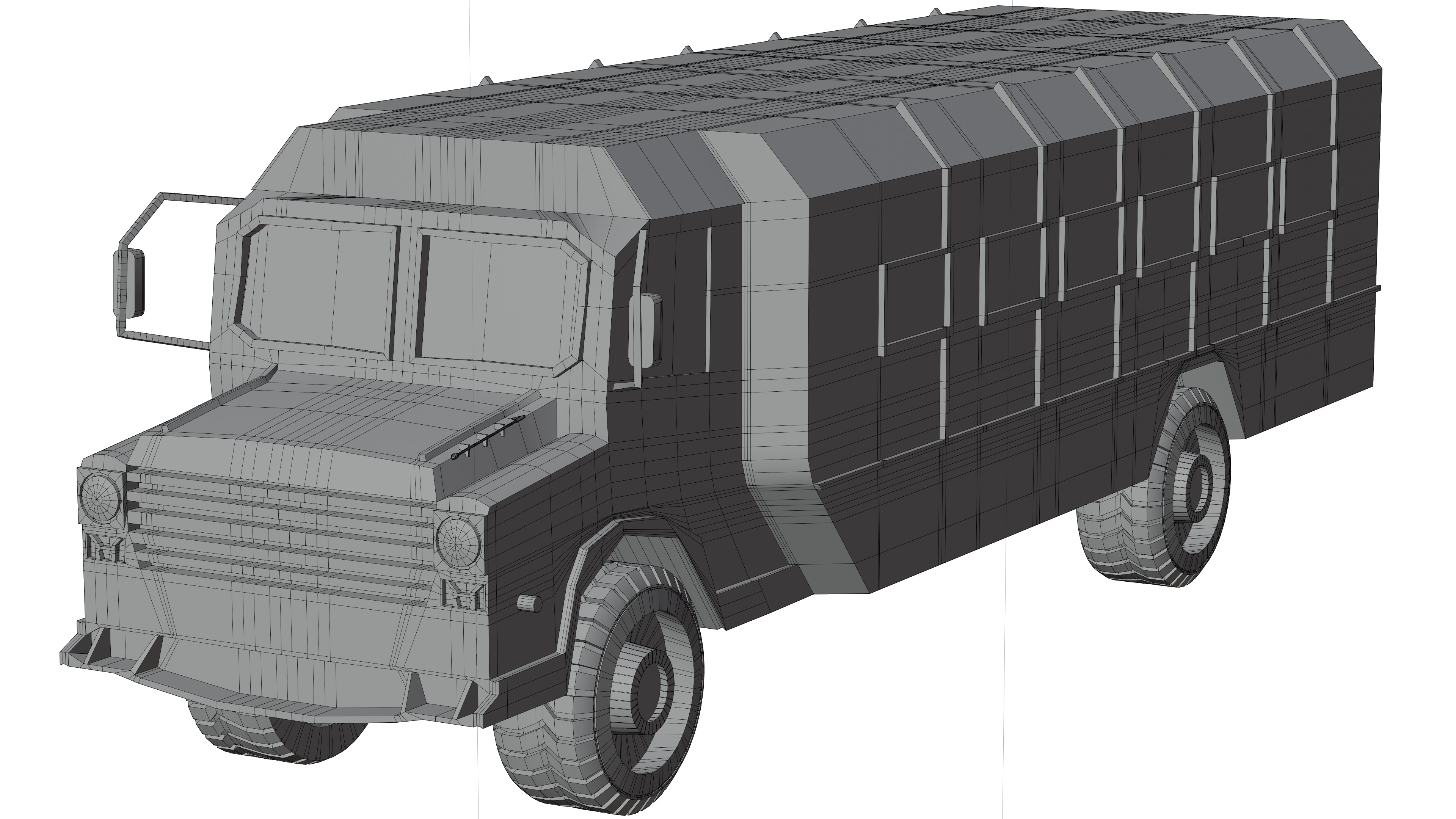 Military Armored Personnel Transport Bus Low-poly 3D model_1
