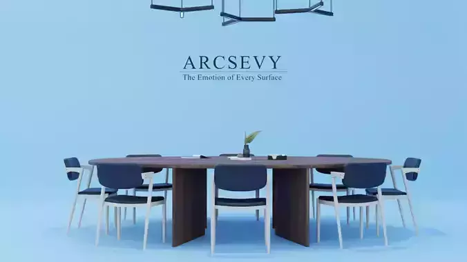 Modern Scandinavian Dining Table Set  8 Chairs and Decor