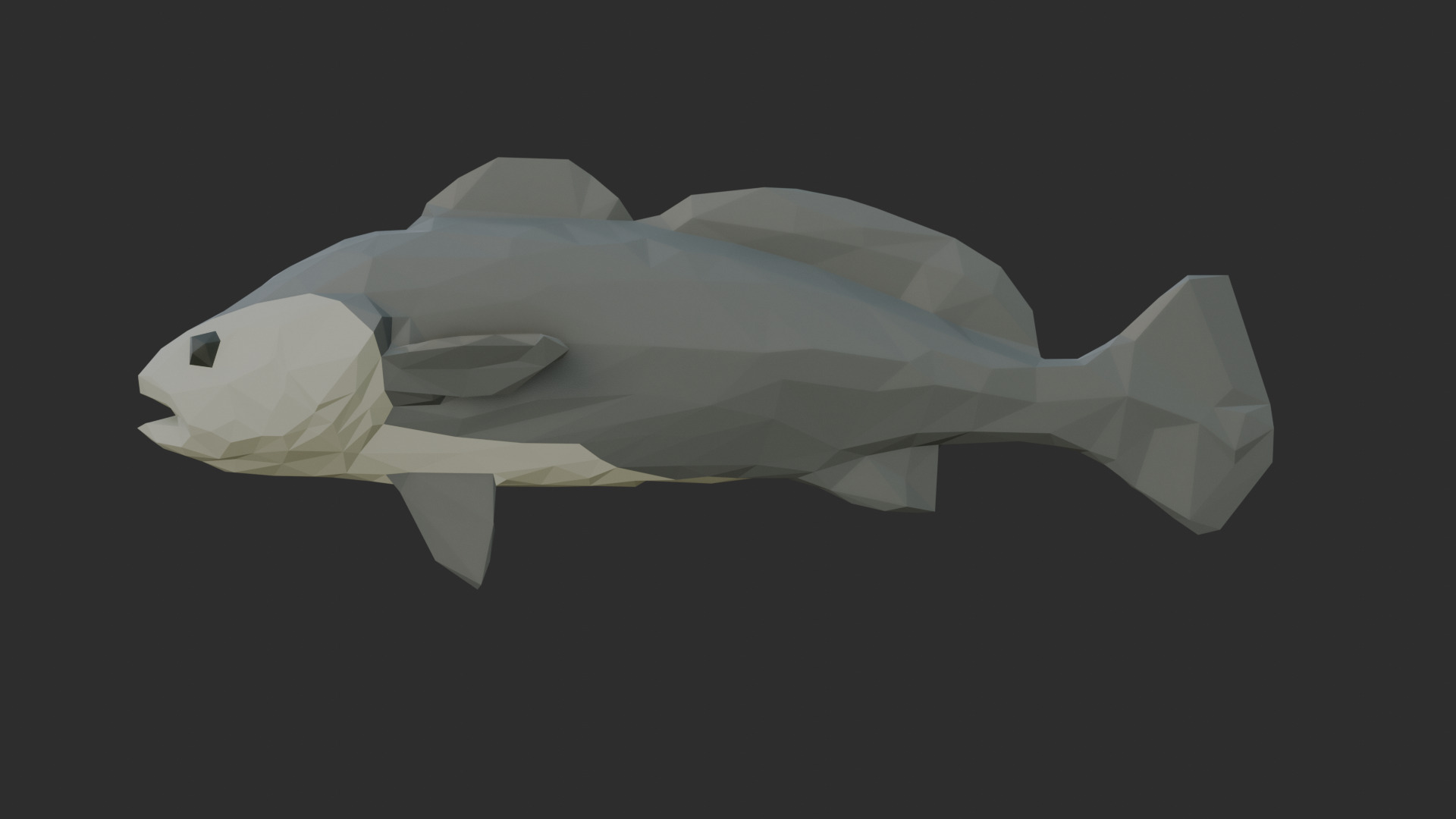 Low Poly Black Jewfish Low-poly 3D model_2