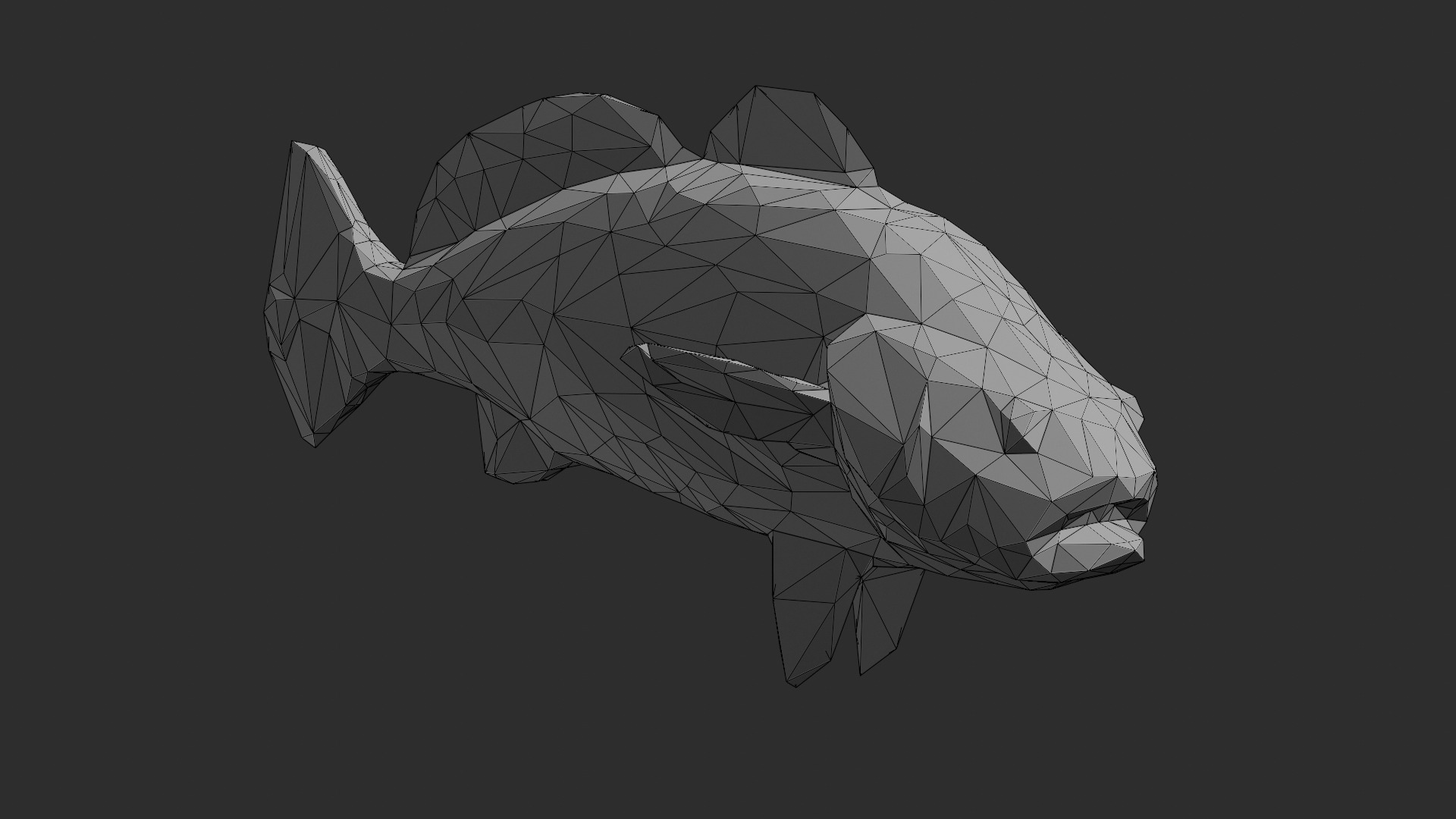 Low Poly Black Jewfish Low-poly 3D model_1