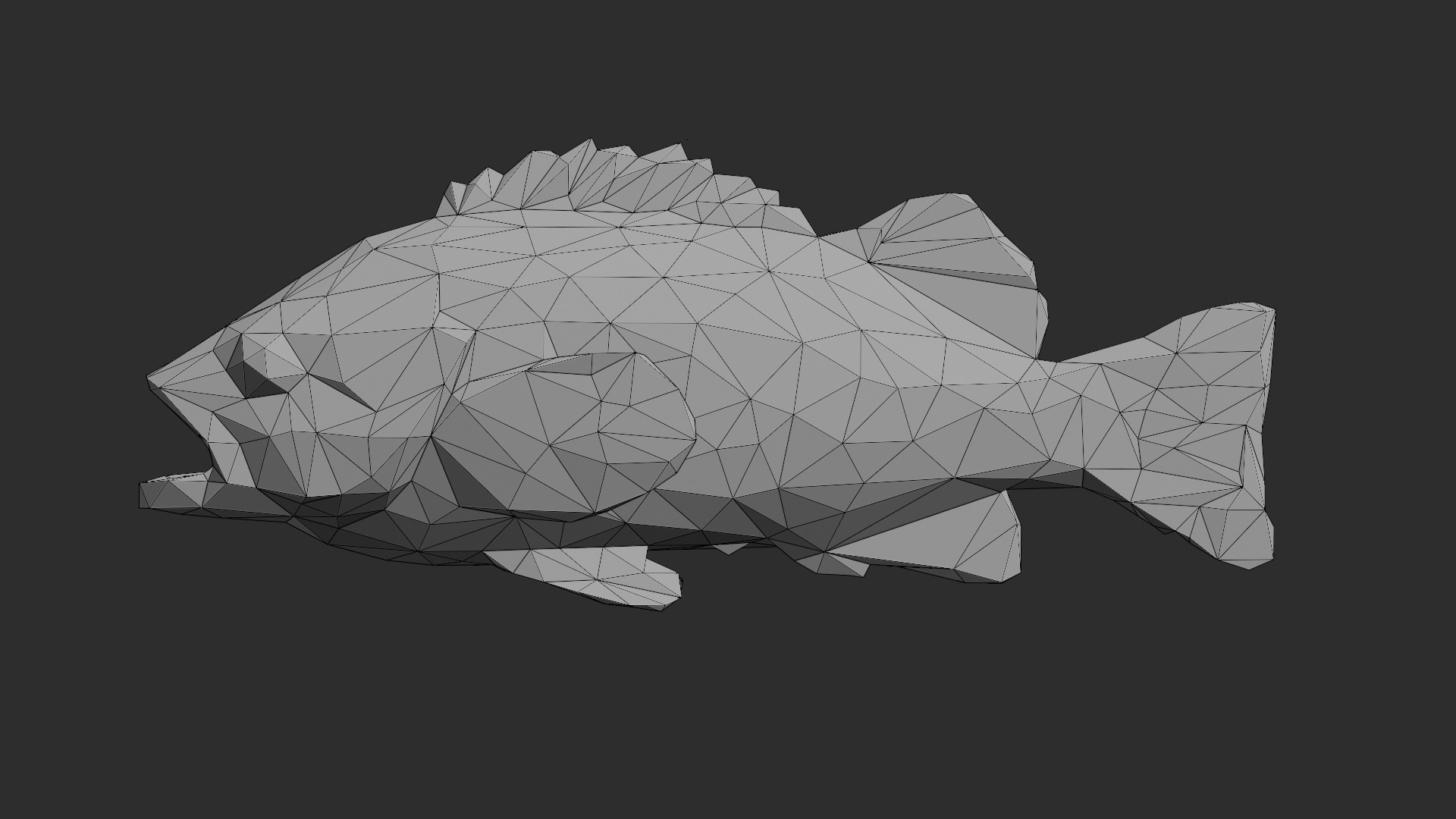 Low Poly Black Rockfish Low-poly 3D model_3