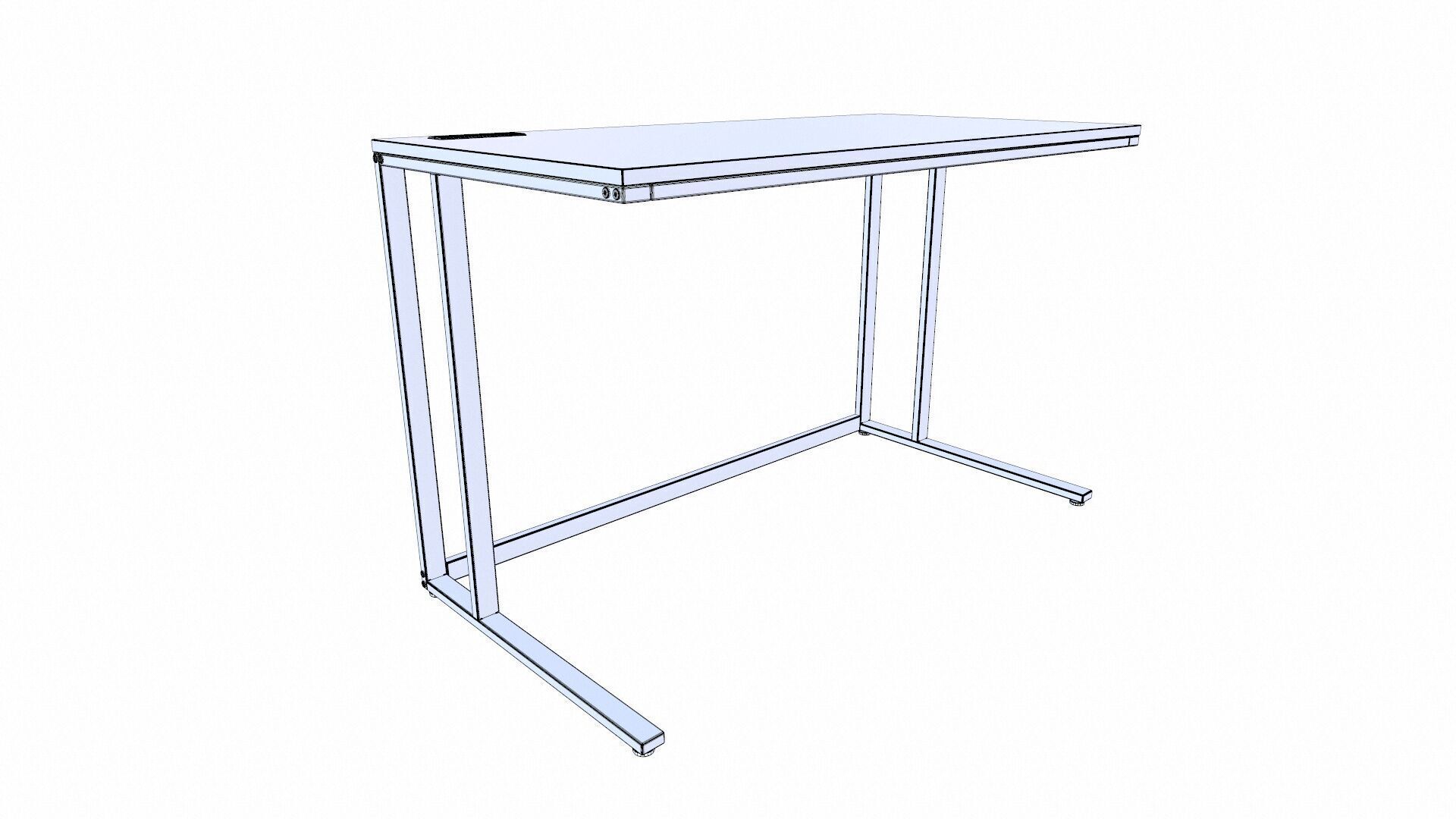 Ergode Built-in USB Port Writing Desk Walnut White Finish 3D model_8