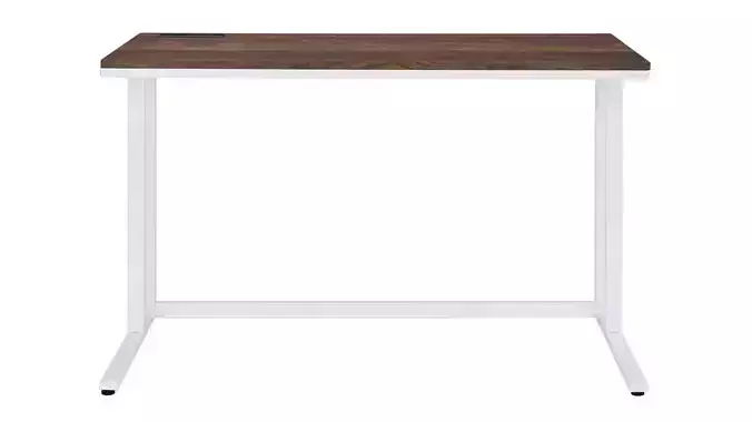 Ergode Built-in USB Port Writing Desk Walnut White Finish