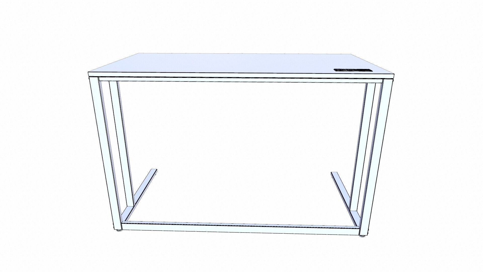 Ergode Built-in USB Port Writing Desk Walnut White Finish 3D model_5