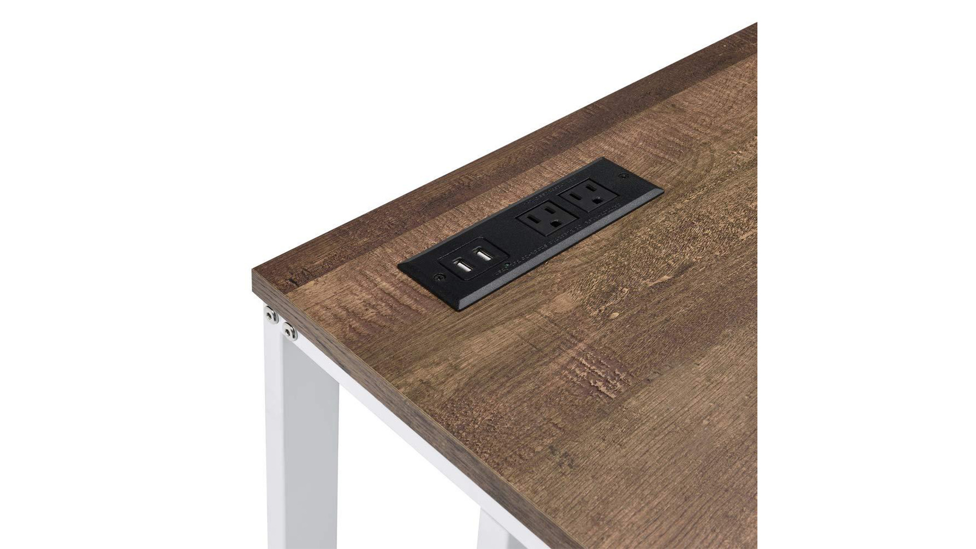 Ergode Built-in USB Port Writing Desk Walnut White Finish 3D model_1