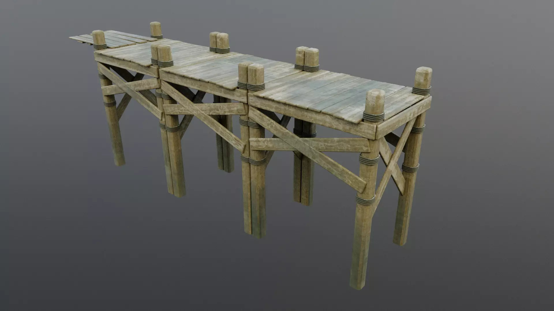 Medieval Village - Wooden Bridge Low-poly 3D model
