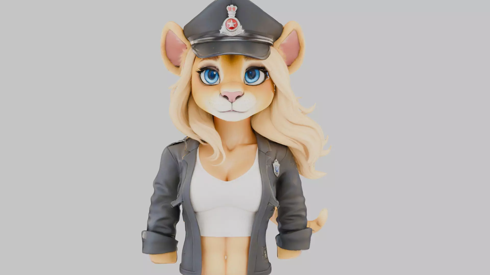 Furry Lioness Bust Girl Anthro 2 Character Pack Low-poly 3D model