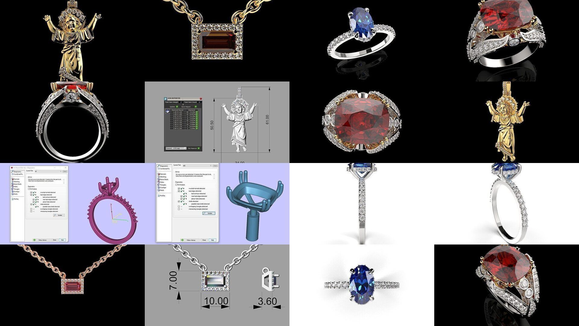 100 3D Jewelry Models Bundle  Rings Pendants Earrings  3D Model Collection_26