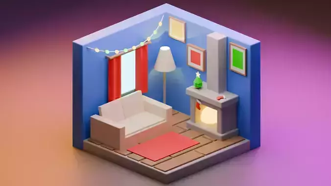 Simple Low Poly Cozy Room