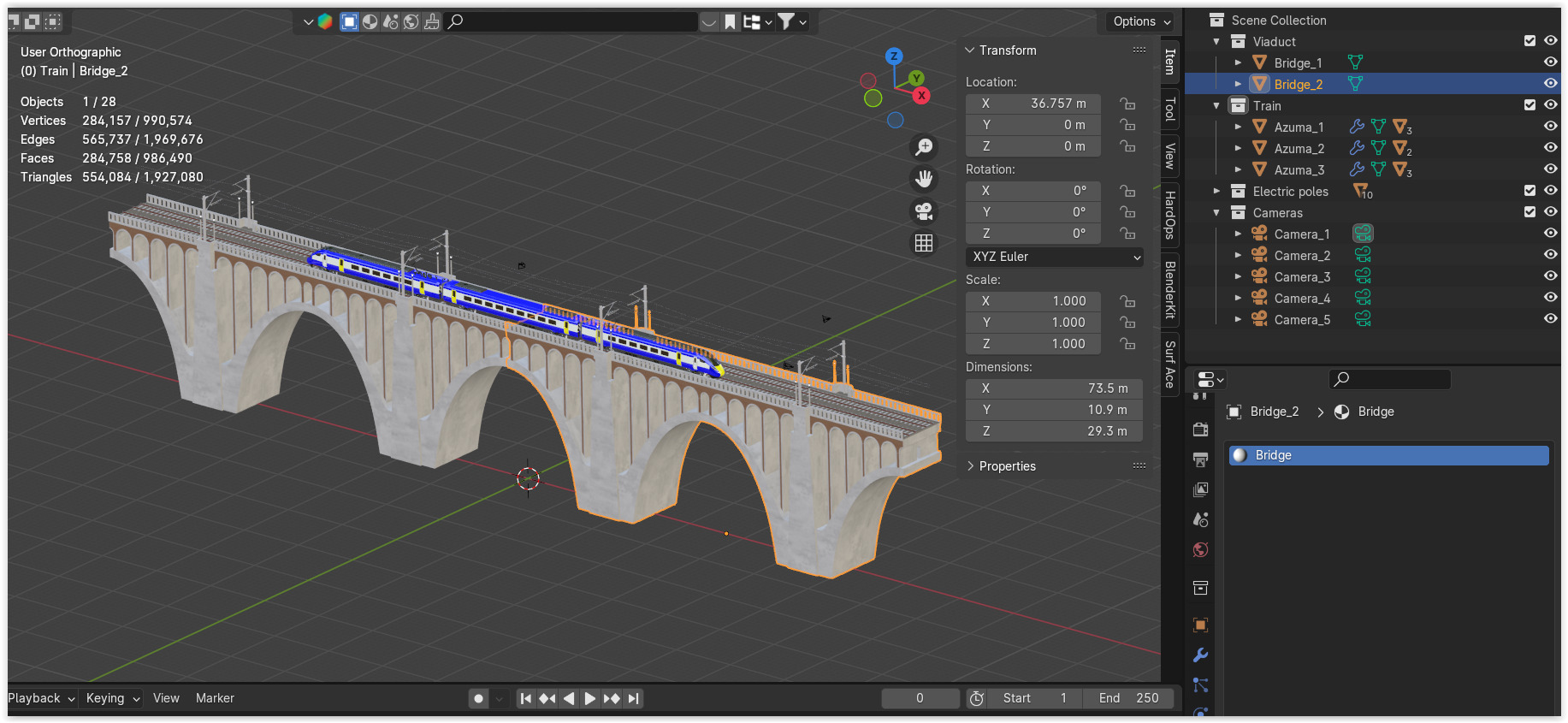 Viaduct with Hitachi Azuma train 3D model_12