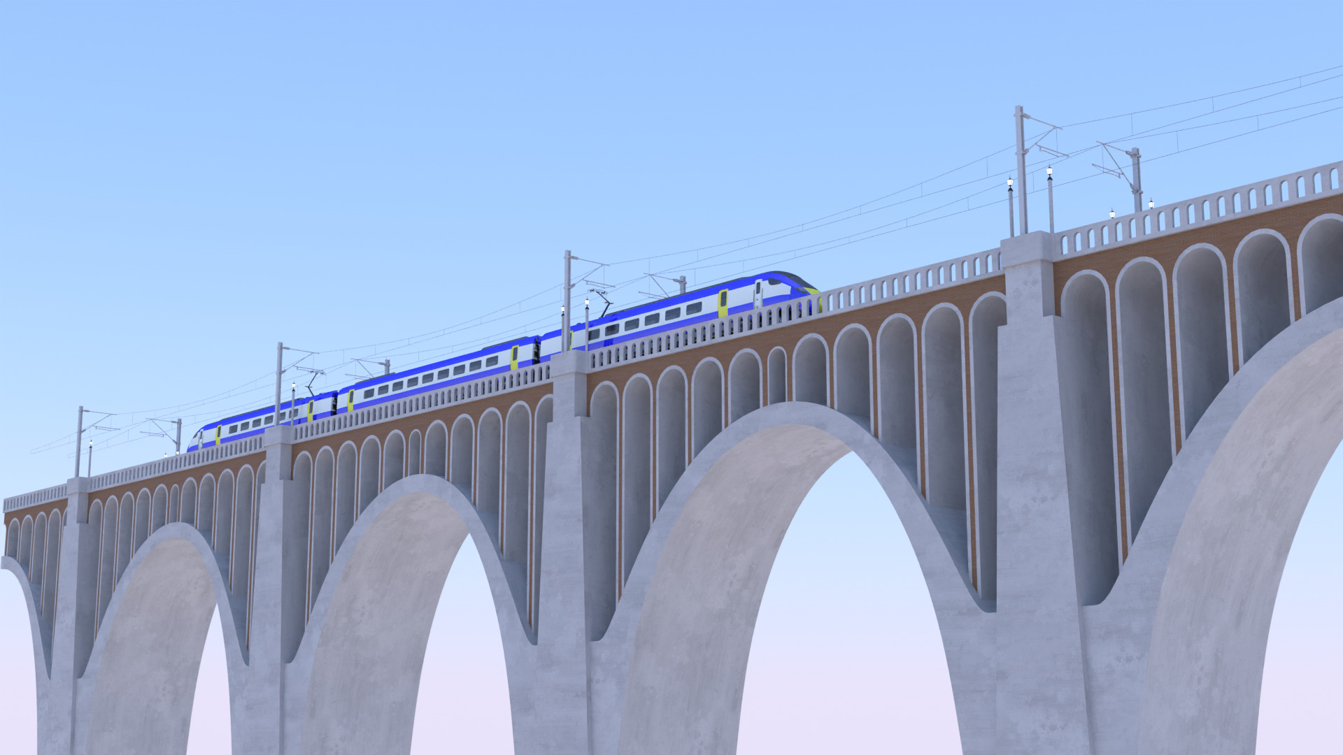Viaduct with Hitachi Azuma train 3D model_6