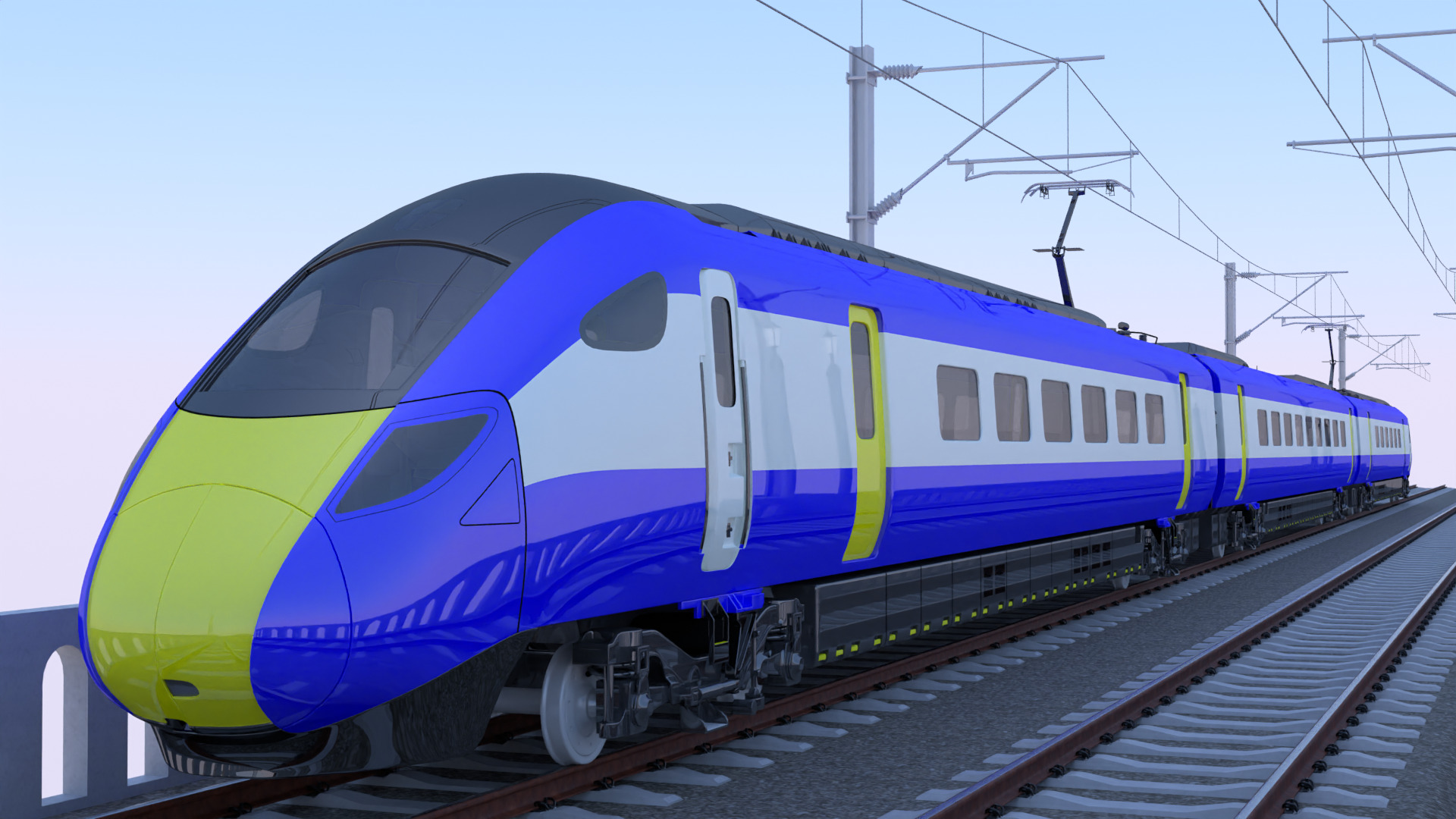 Viaduct with Hitachi Azuma train 3D model_1