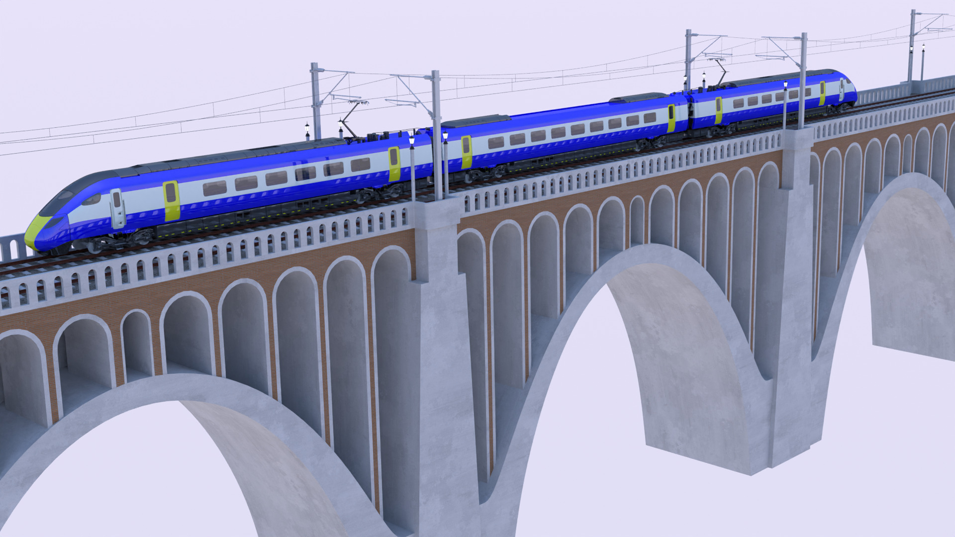 Viaduct with Hitachi Azuma train 3D model_4