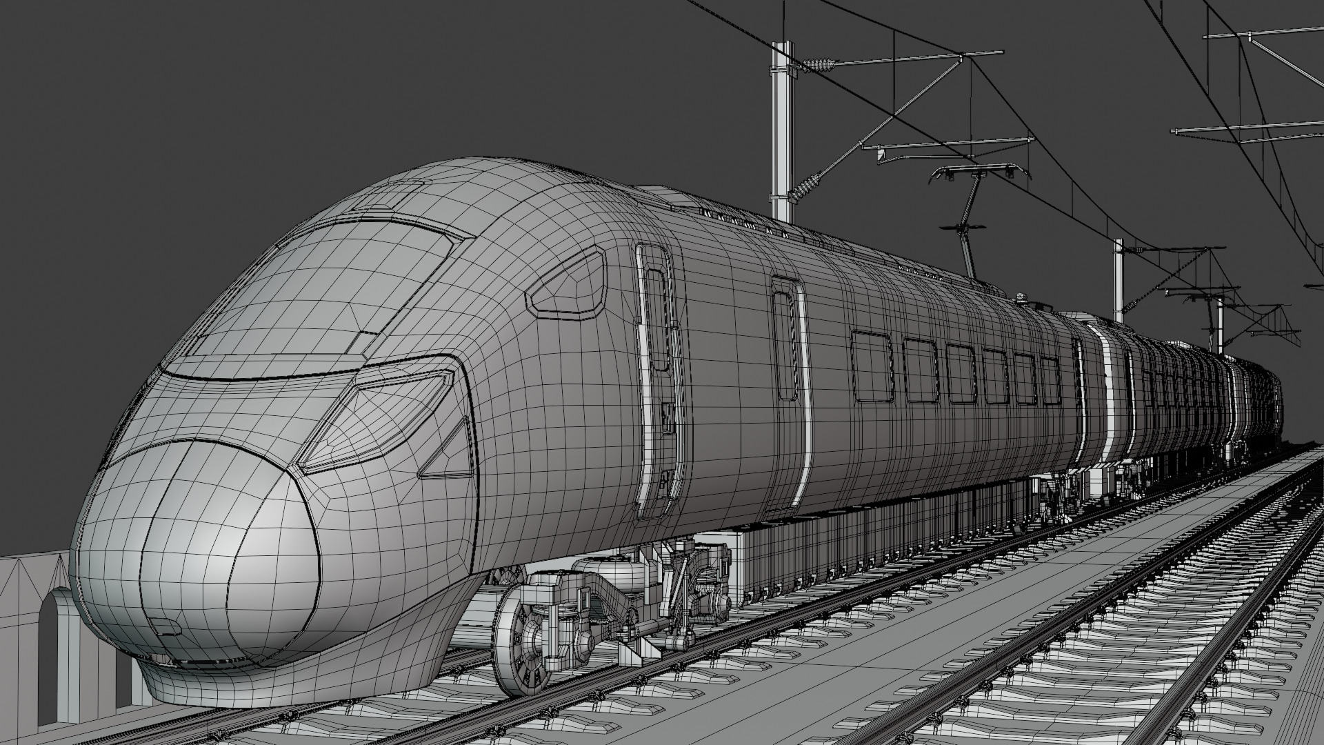 Viaduct with Hitachi Azuma train 3D model_2